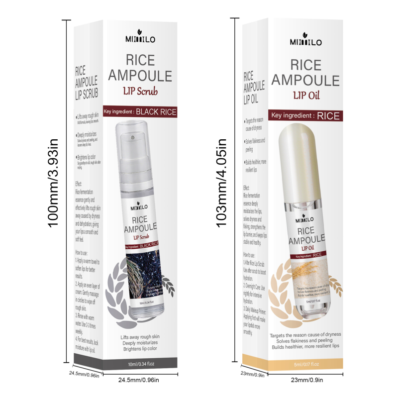 Moisturizing Liquid Lip Essence with Exfoliating Black Rice Ampoule Lip Scrub Soft Cream Rice Lip Oil
