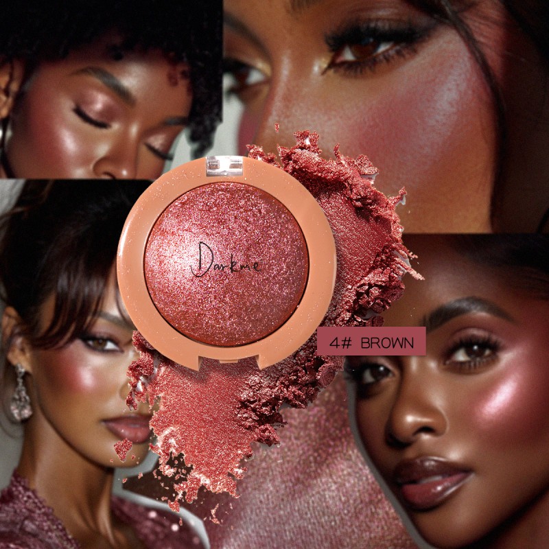Baking Powder Pearlescent Blush High-gloss Brown Peach Terracotta Color Glitter Metallic Private Label Cosmetic Powder Makeup