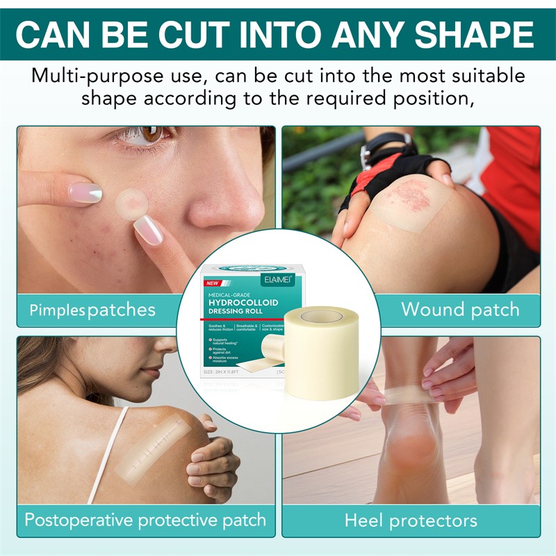 ELAIMEI Hydrocolloid Dressing Roll Scar Ulcer Traumatic Injury Burn Eczema Incision Wear Damage Pressure Sores Universal Patch