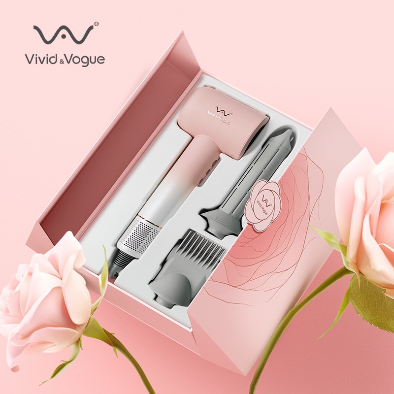 Vivid&Vogue VAV-818C-SE 3 in 1 Ionic Hair Dryer Curler Straightener Set Professional Salon Dropshipping Medium