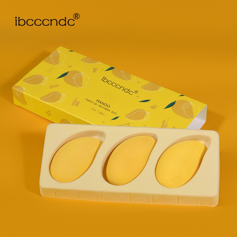 Ibcccndc 3pcs Small mango Make-up Egg Sponges Suit Puff Makeup Tool Set