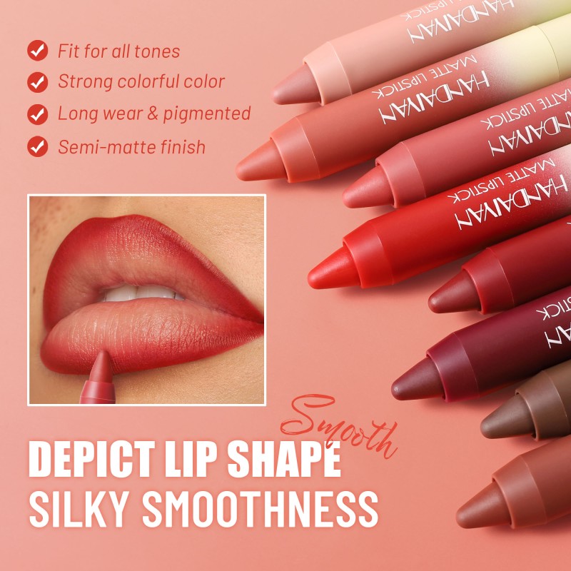 HANDAIYAN Smooth Matte 4 Colors Luxury Set Lip Liner Crayon Lipstick OEM Long Wear Pigmented Lips Makeup