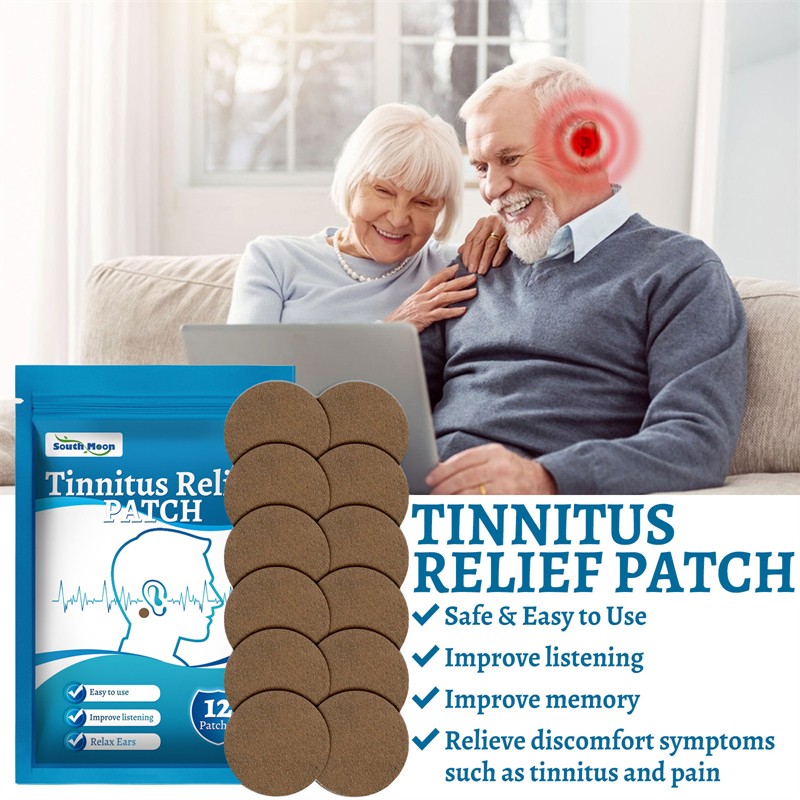 South Moon 12pcs Tinnitus Relief Patch Ear Tighteness Pain Hearing Loss Buzzing Upset Mental Breakdown Insomnia Relieving Patch