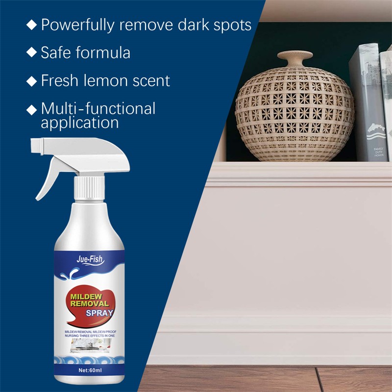 Jue Fish 60ml Fresh Lemon Scent Mildew Removal Spray Toilet Kitchen Washer Black Spots Removing Mould Remover Spray