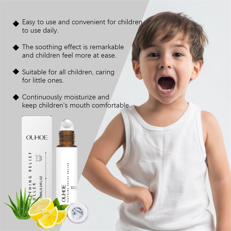 OUHOE 10ml Teething Relief Roller Teeth Discomfort Soothing Moisturizing Refreshing Teeth Care Roller