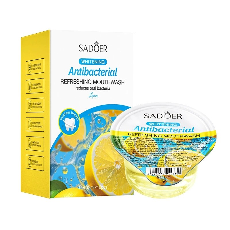 Sadoer 10pcs Refreshing Mouthwash Teeth Whitening Stains Bad Breath Removing Yellow Black Teeth Relieving Mouthwash in Sachet