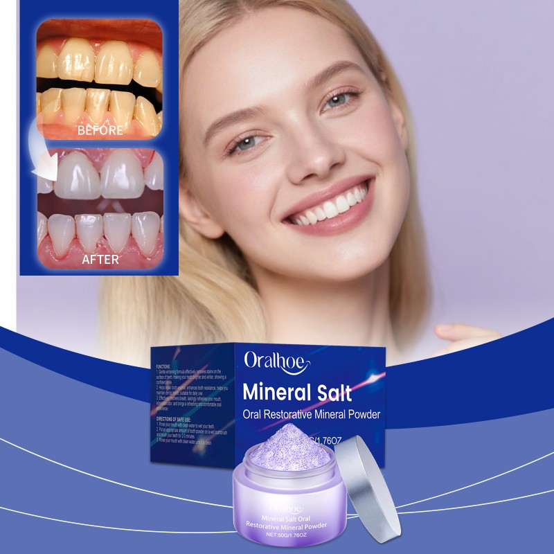 ORALHOE Oral Restorative Mineral Salt Teeth Powder Lavender Tooth Polish Whiten Dental Supplies Store