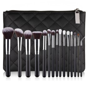 No logo 15 Pcs Cosmetics Make up Brush Set Custom High Quality Beauty Tool Blush Foundation Eyeshadow Brush Set with Bag