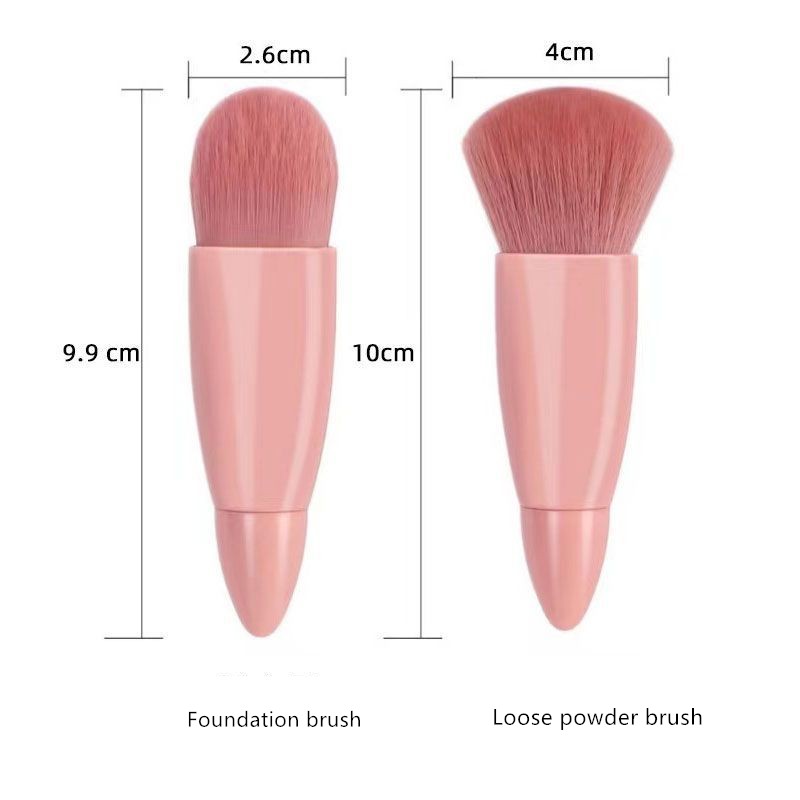 Portable Travel Makeup Brush 5pcs Individual Loose Powder Eyeshadow Lip Foundation Makeup Brushes Set with Mirror case for Face