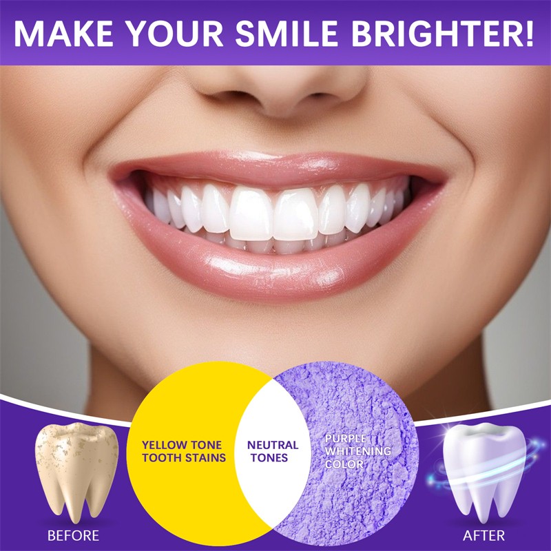 SEFUDUN Mint Flavor Purple Brightening Tooth Powder Teeth Gums Strengthening Yellow Teeth Bad Breath Tartar Removing Toothpaste