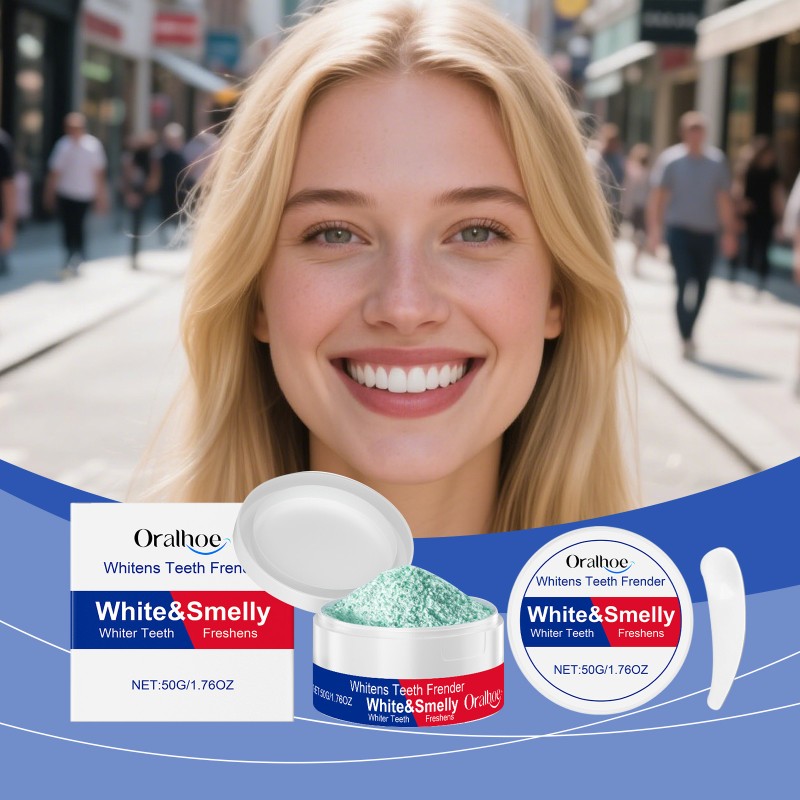 ORALHOE Whitens Teeth Frender Corn Starch Mint Extract Deep Cleaning Fresh Breath Tooth Powder Smooth Teeth With Spoon