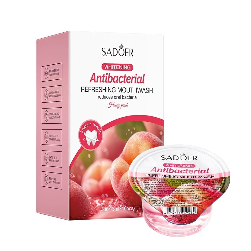 Sadoer 10pcs Refreshing Mouthwash Teeth Whitening Stains Bad Breath Removing Yellow Black Teeth Relieving Mouthwash in Sachet