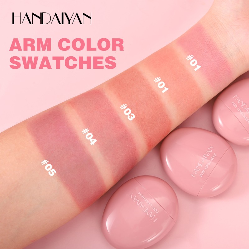 HANDAIYAN Pebble Pocket Blush Cream Tint Stick 5 Colors Blusher for Lip Cheek