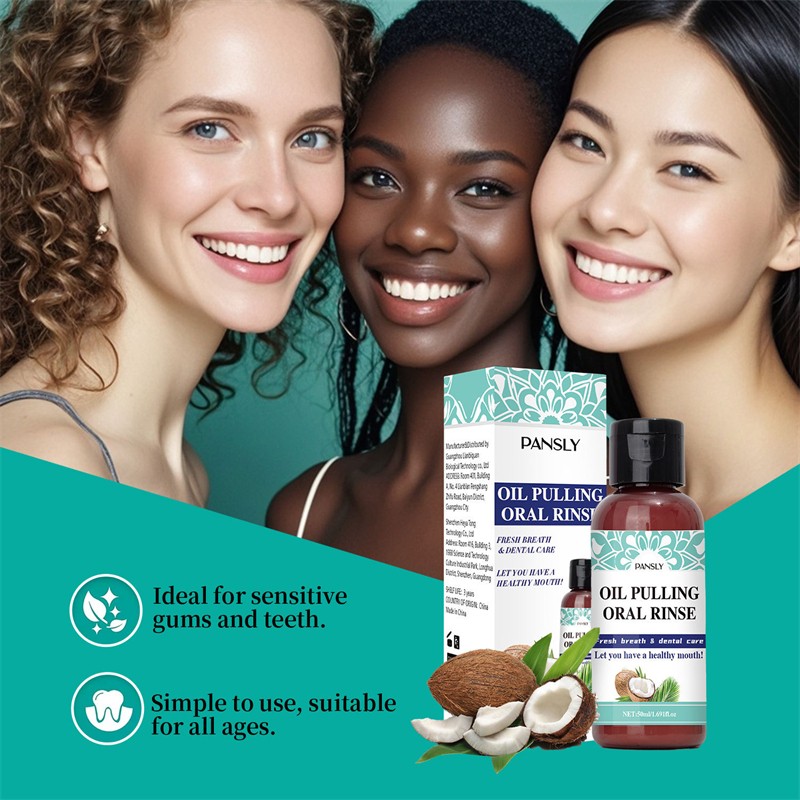 Pansly 50ml Oil Pulling Oral Rinse Breath Freshening Plaque Reducing Gums Strenghtening Yellow Teeth Removing Mouthwash