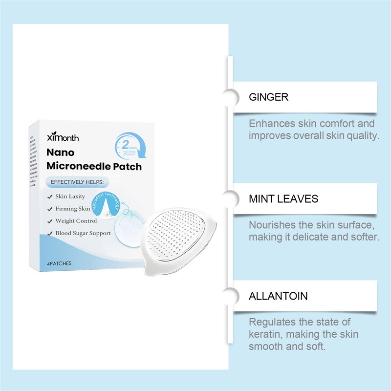 Ximonth 4pcs Nano Microneedle Patches Firming Weight Controlling Blood Sugar Supporting Body Care Patch
