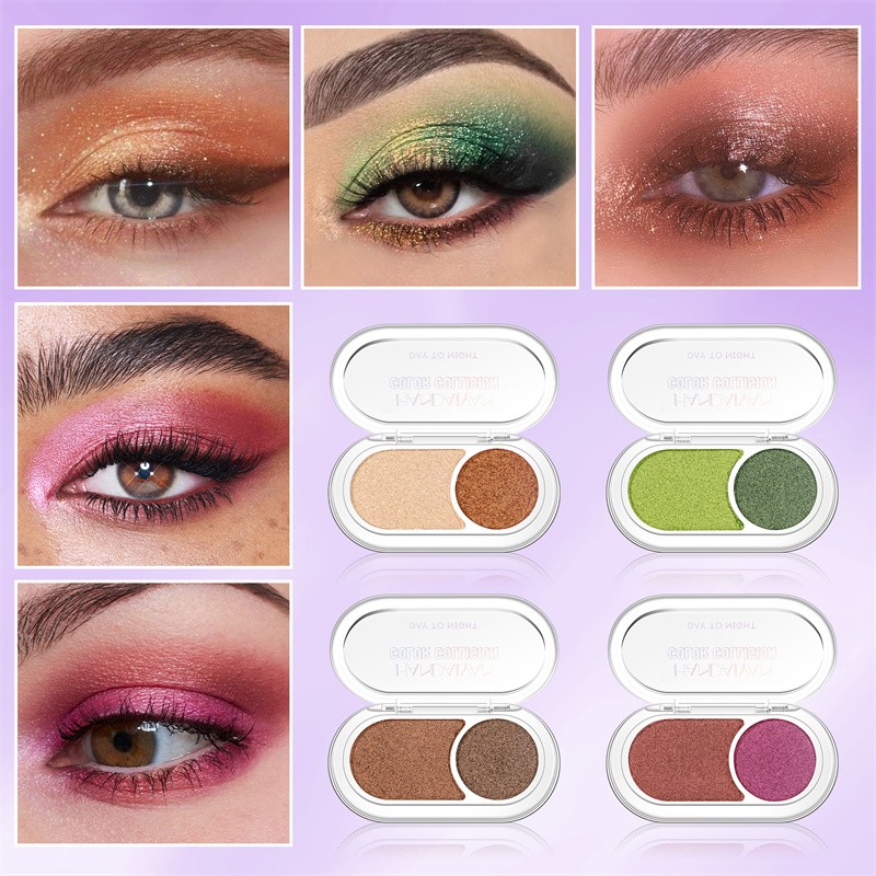 HANDAIYAN Color Collision Two-tone Custom Logo Eyeshadow Palette Glitter Eye Makeup Wholesale