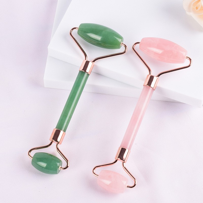 Honey Phoebe 2 in 1 White Jade Roller Lifting Firming Jade Facial Massage Roller Face Quartz Roller Custom logo