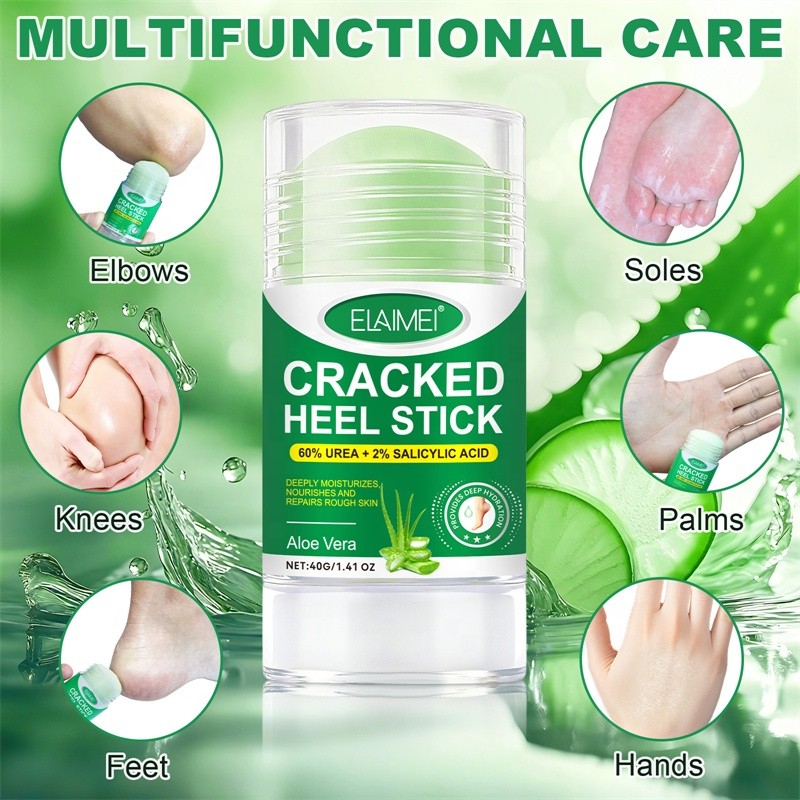 ELAIMEI Peach Aloe Cracked Heel Stick Moisturizing Softening Smoothing Exfoliating Elbow Palm Hand Knee Feet Cream Stick