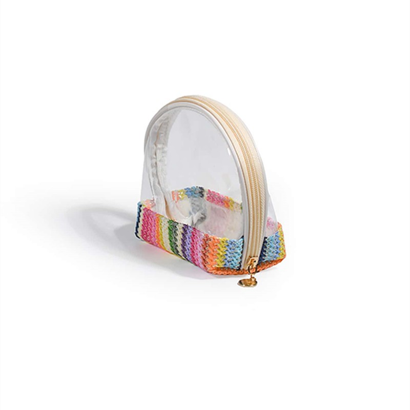 Handmade Woven Cosmetics Storage Bag Custom Straw Makeup Bag Travel case clear Makeup Bags