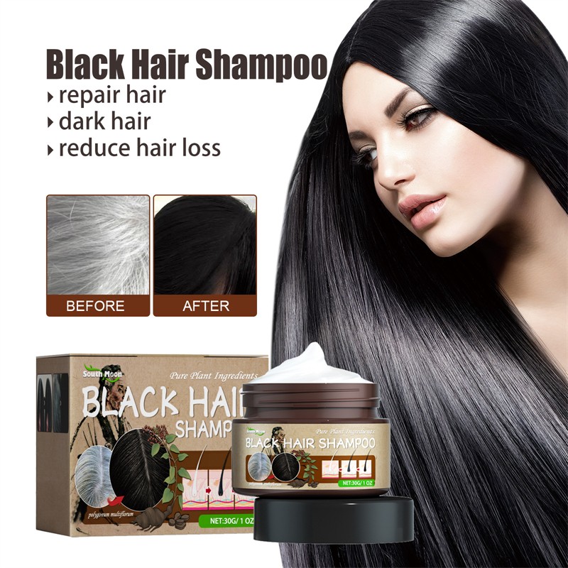 South Moon 30ml Black Hair Shampoo Nourishing Repairing Darkening Loss Reducing Dandruff Removing Itch Relieving Hair Shampoos