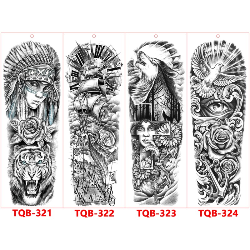 Anti-sweat Temporary Tattoo tiger lion Big Flower Arm Quality Temporary Tattoo Stickers for Vending