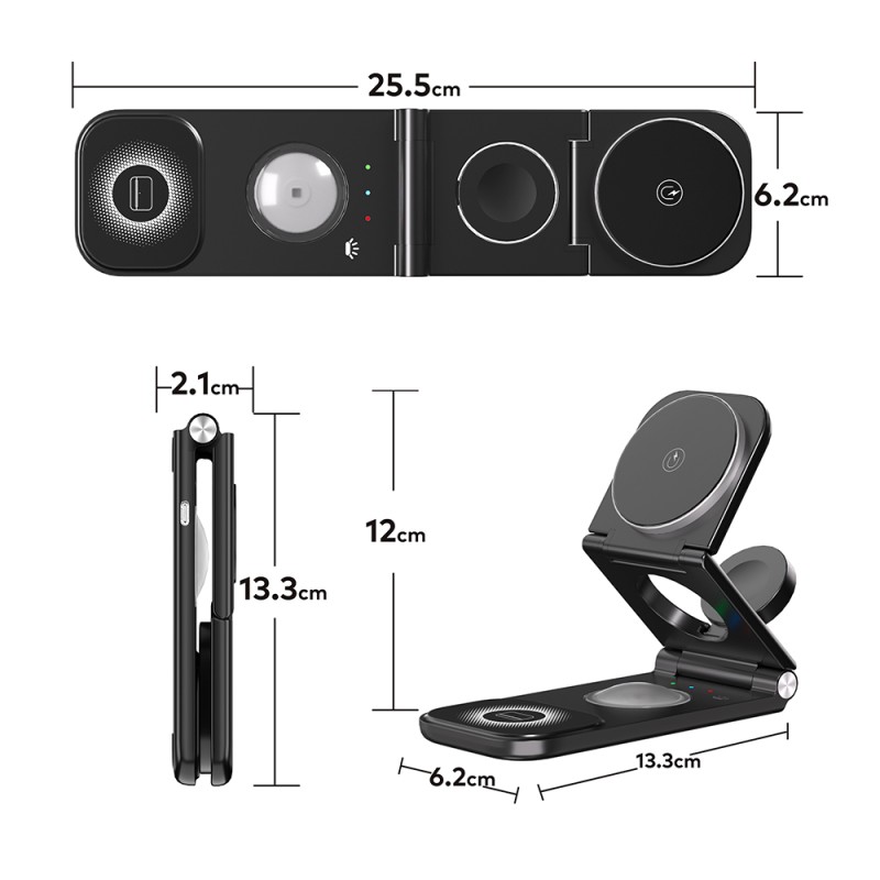 Wireless Charger Manufacturer - 3-in-1 Folding 15W