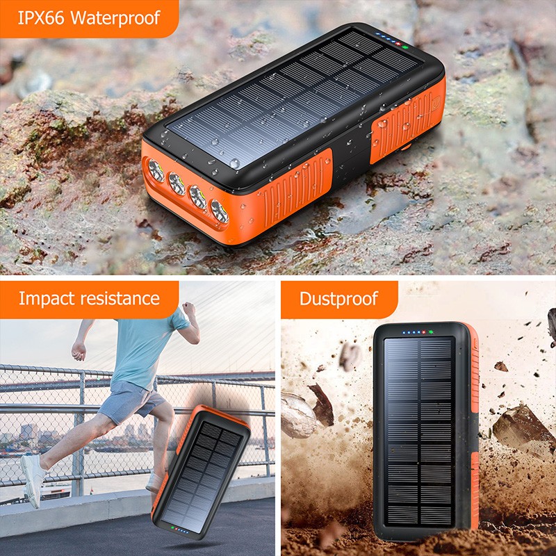Solar Power Bank Supplier - OEM 63200mAh Hand Crank 4 Lights