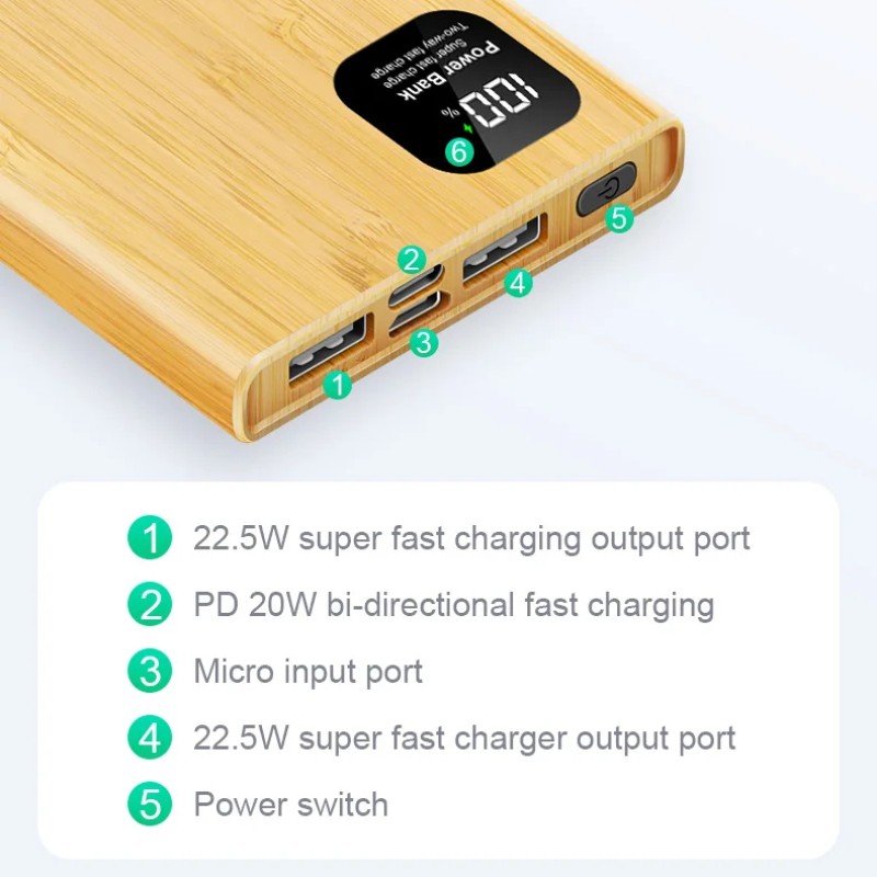 Power Bank Supplier - OEM Wooden 30000mAh Eco Friendly