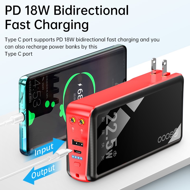 Power Bank Manufacturer - OEM 3-in-1 Built-in Wall Plug