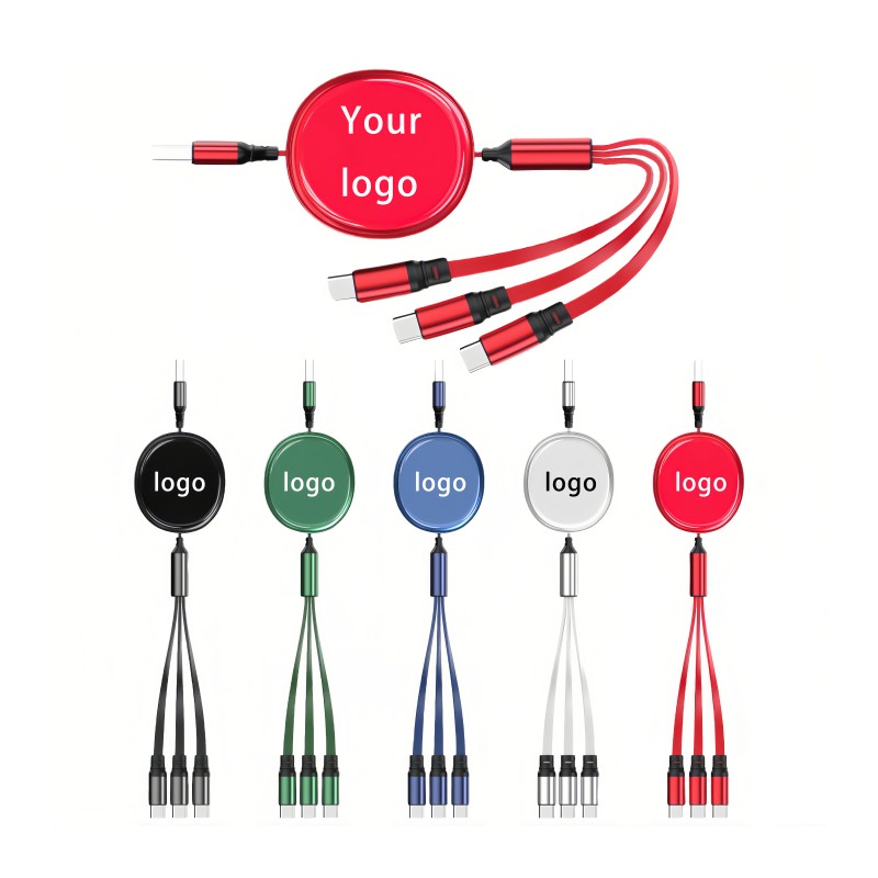 USB Cable Factory - 100W Type-C 3-in-1 Retractable