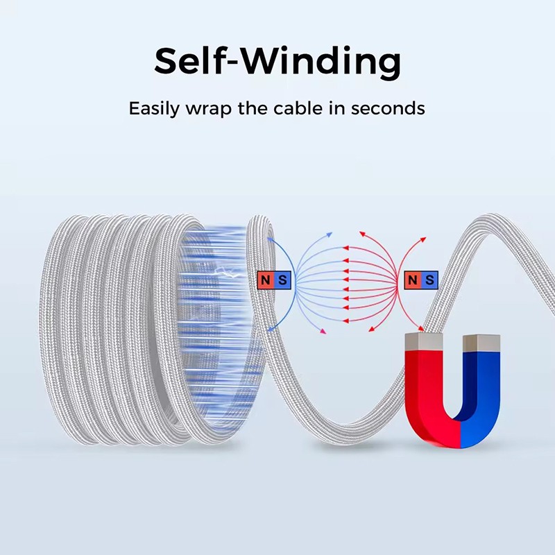Data Cable Factory - OEM 100W Self-Winding Magnetic Cable