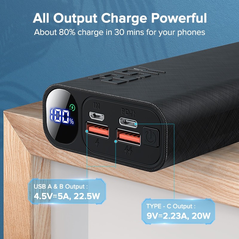 Power Bank Manufacturer - OEM PD22.5W 20000mAh Digital
