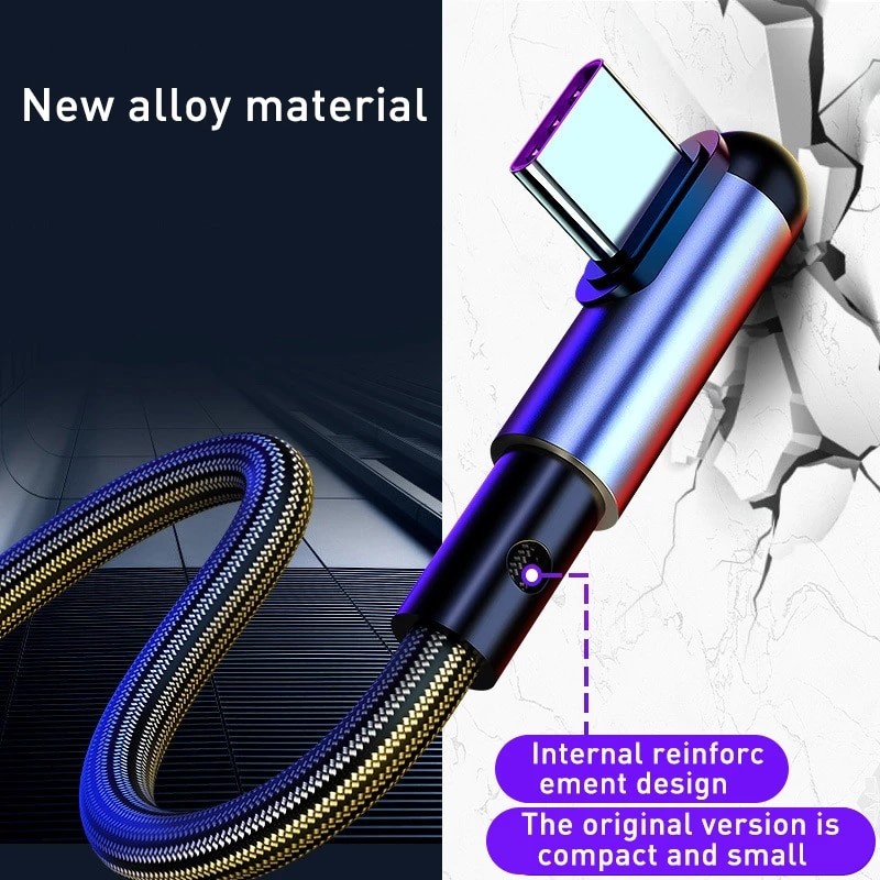 Charging Cable Supplier - OEM 1Ft 90 Degree Right Angle Cable