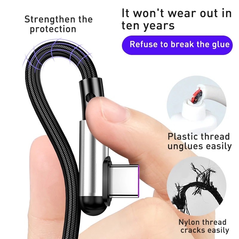 USB Cable Manufacturer - OEM 3A 90 Degree Right Angle Type C