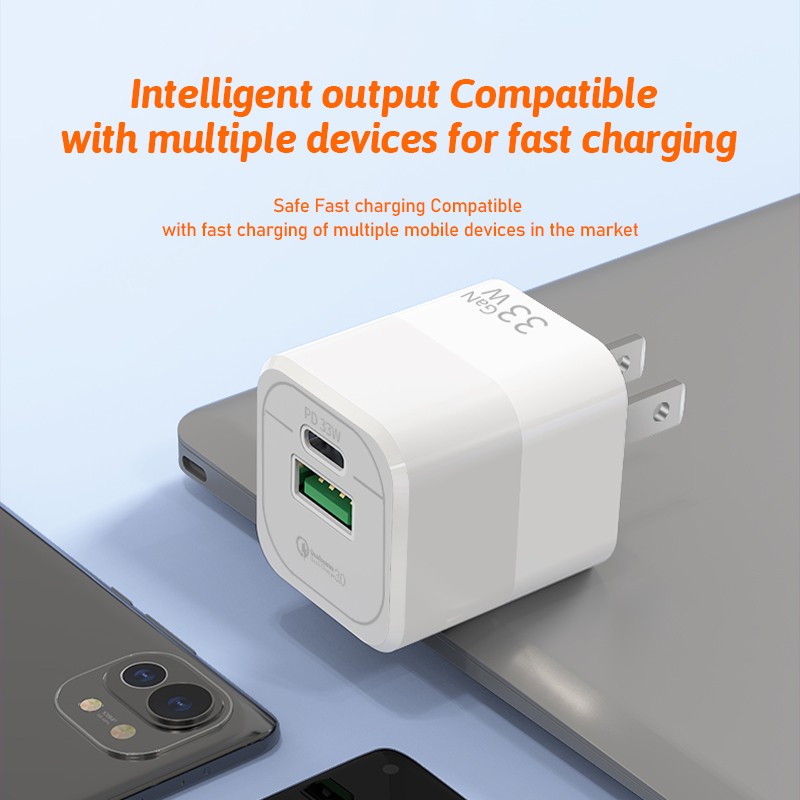 GaN Charger Supplier - OEM 33W PD USB C Flat Pin Charger