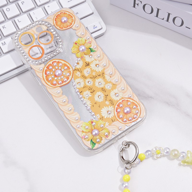 Girly Phone Case Manufacturer - Cute Pattern Pearl Accessories Cover