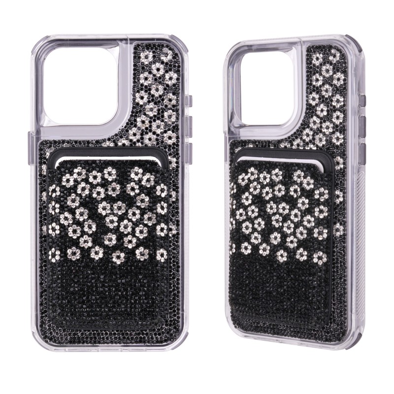 Rhinestone Phone Case Factory - Plum Blossom Magnetic Card Holder