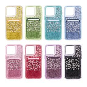 Rhinestone Phone Case Factory - Plum Blossom Magnetic Card Holder