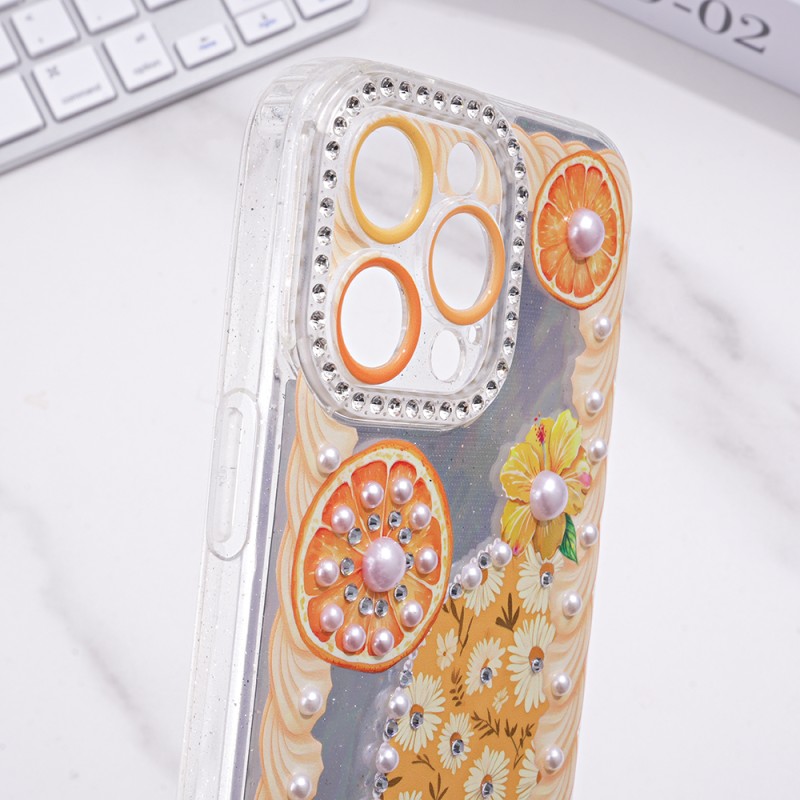 Girly Phone Case Manufacturer - Cute Pattern Pearl Accessories Cover