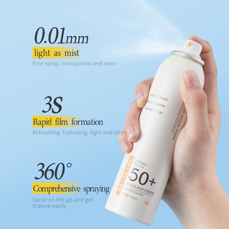OEM Vegan Sunscreen Spray SPF 50 Lightweight Non-Greasy 150ml/5.1fl oz Sunblock Mist High Protection Broad Spectrum UVA/UVB