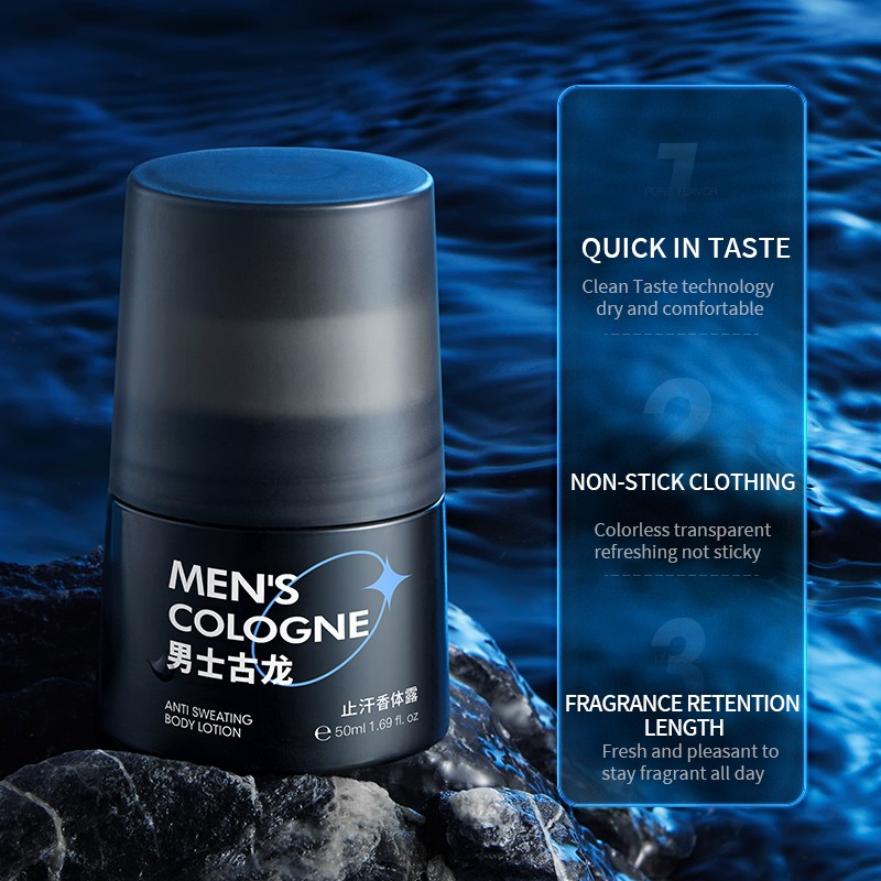 Mens Roll-On Deodorant Body Lotion 50ml / 1.69 Fl oz Refreshing & Mild Antiperspirant Smooth Skin Mens Antiperspirant Roll-On