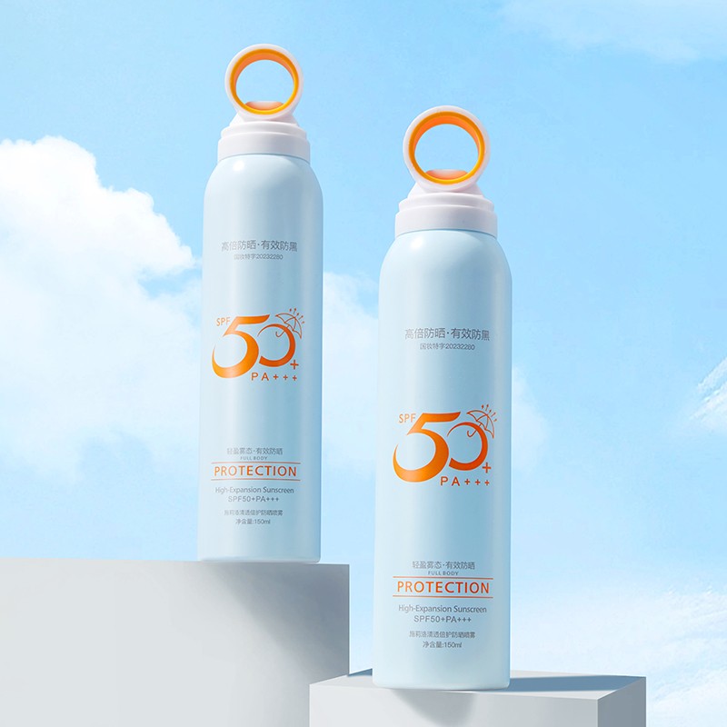 OEM 150ml UV Protection Vegan Sunscreen Mist High SPF 50 Small Aperture Sunblock Spray for Full Body Coverage