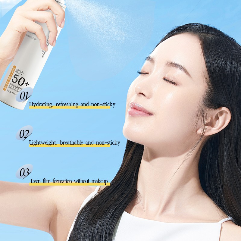 OEM Vegan Sunscreen Spray SPF 50 Lightweight Non-Greasy 150ml/5.1fl oz Sunblock Mist High Protection Broad Spectrum UVA/UVB