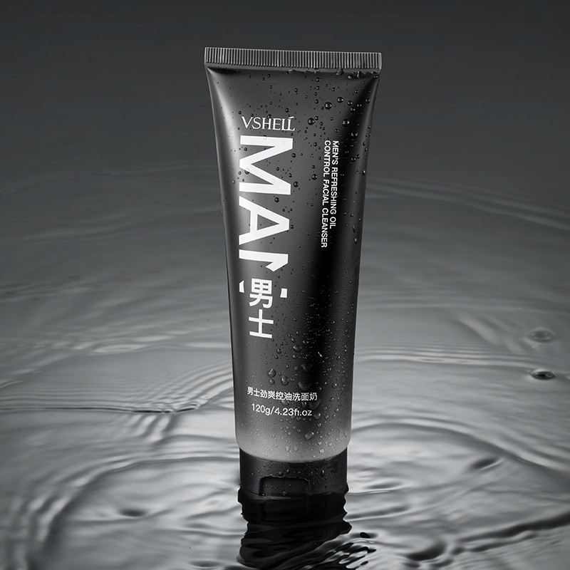 OEM Men's Oil Control Facial Cleanser 120g / 4.23 oz Refreshing Deep Cleanse Bamboo Charcoal Amino Acid Gentle Face Wash for Men