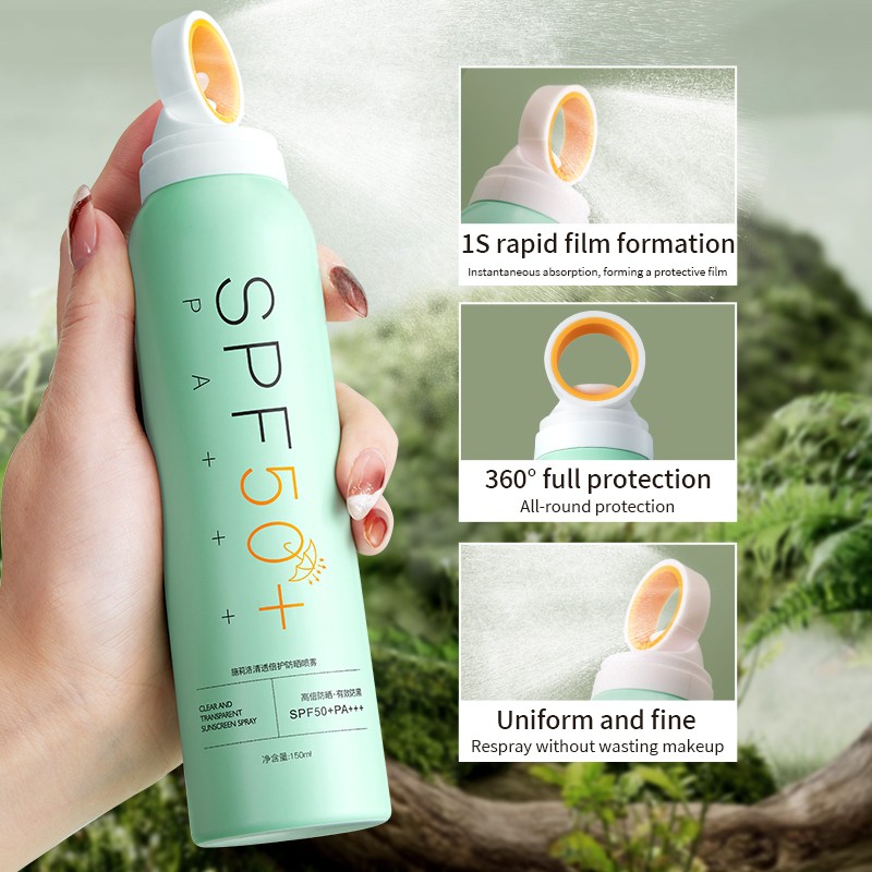Wholesale Vegan SPF 50 Broad-Spectrum Face Body UV Protection Mist High Protection Titanium Dioxide Sunscreen Spray