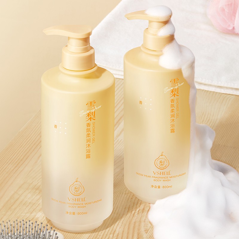 Private Label Pear Scented 800ml/27 Fl Oz Silky Smooth Moisturizing Body Wash Refreshing Sodium Hyaluronate Shower Gel Perfume