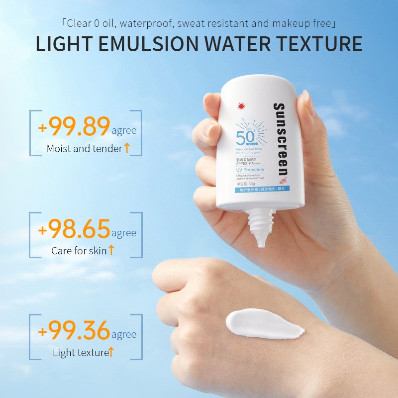 OEM Vegan Sunscreen Lotion with High SPF 50 1.76 oz Moisturizing UV Protection Lightweight Broad Spectrum UV Defense Cream