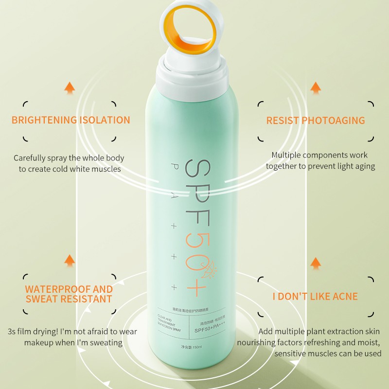 Wholesale Vegan SPF 50 Broad-Spectrum Face Body UV Protection Mist High Protection Titanium Dioxide Sunscreen Spray