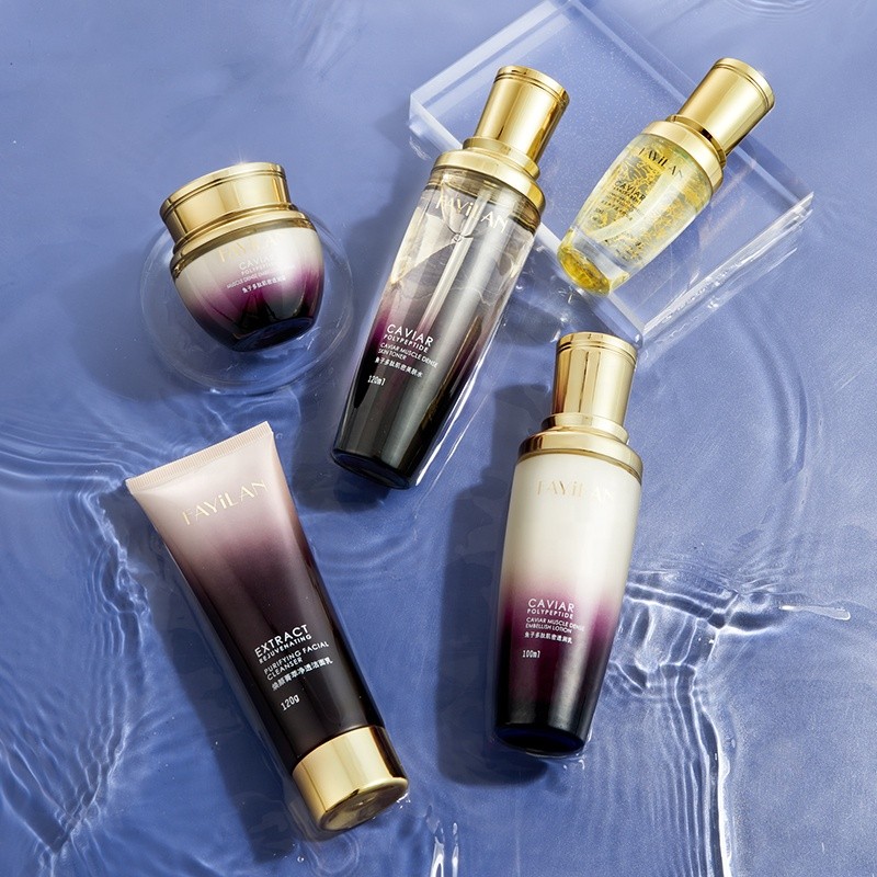 Manufacturer Wholesale Women's Anti-Aging Skin Care Set Herbal Caviar Peptide Facial Care Kit Whitening Moisturizing Repairing