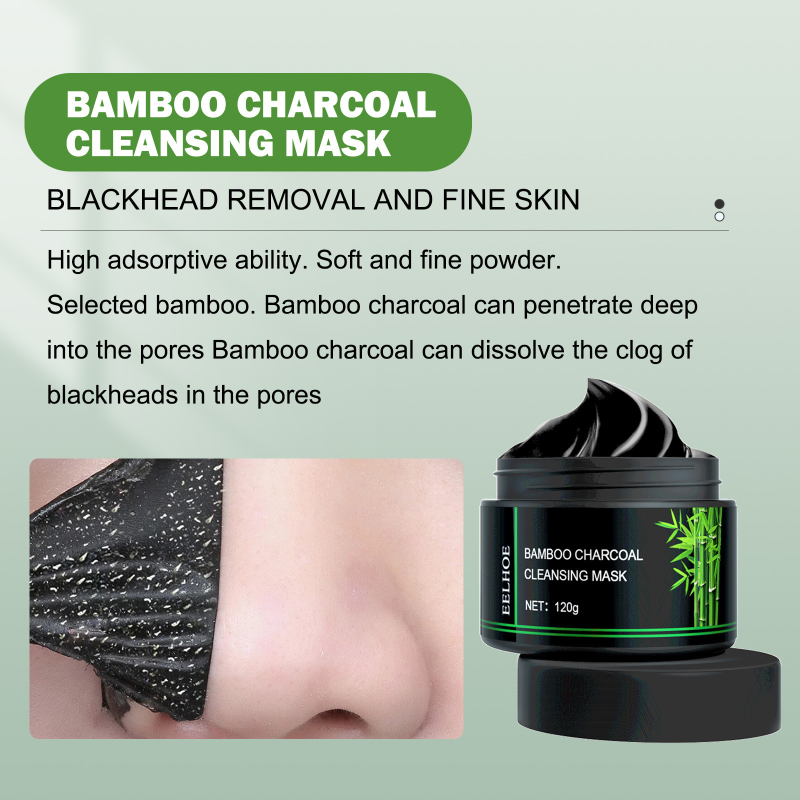 Eelhoe Bamboo Charcoal Face Mask Seaweed Infused Blackhead Remover Deep Pore Cleaner Anti-Wrinkle Nose Cream Glycerin Face Body